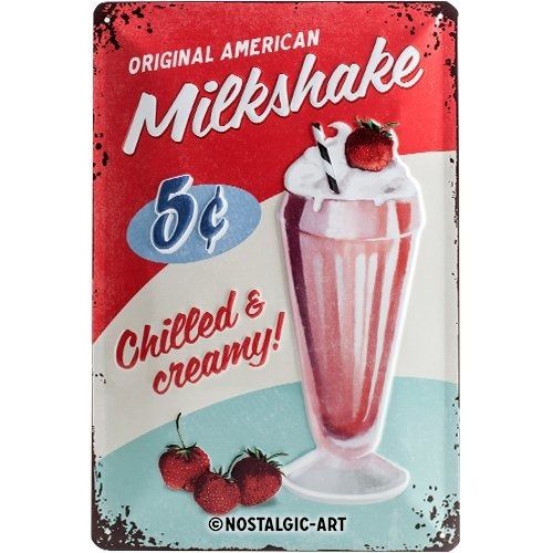 Nostalgic Art American Milkshake Metalen wandbord in reliëf 20x30 cm - 4036113222554