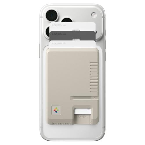 Spigen Classic LS MagFit MagSafe kaarthouder voor 3 Kaarten Compatibel met iPhone 17/16/15, andere MagSafe-modellen en Google Pixel 10-serie met PixelSnap - Steen