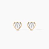 Boucles d'oreilles Puces Cœur Sertie Clos Or Jaune Oxyde de Zirconium