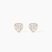 Boucles d'oreilles Puces Cœur Sertie Clos Or Jaune Oxyde de Zirconium