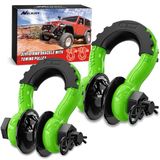 Nilight 3/4 "D-ringbeugel met sleeppoelie 2 stuks 4,75 ton (1600 lbs) 7/8 "Pin Heavy Duty Off Road Recovery Beugel met Isolatoren Wasset voor Jeep Truck Tractor Voertuig ATV UTV, Groen