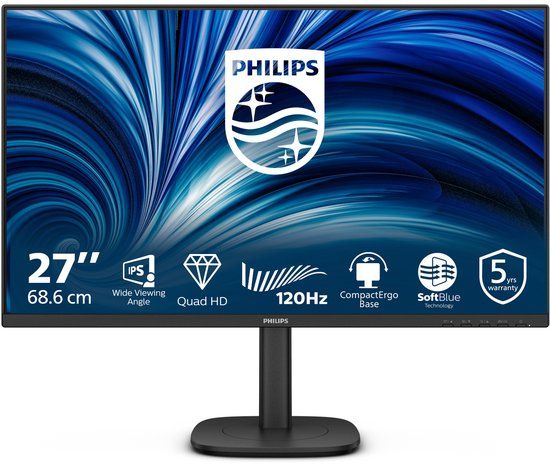 Philips 27B2N3500J/00 | 27 Quad HD IPS Monitor | 120 Hz | Zwart