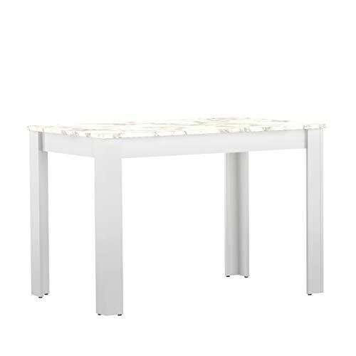 Symbiosis Mooie Lunchtafel, particle board, wit en marmer-effect, 110 x 70 x 73,4 cm (l x b x h)