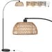 ROTTOGOON Vloerlamp met boog, rotan, 3 kleurtemperaturen, dimbaar, 9 W, led, met voetschakelaar, boho, landhuisstijl, staande lamp voor slaapkamer, kantoor, incl. lamp, zwart