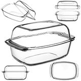 KADAX Transparante ovenschaal van hittebestendig glas, vuurvast vat voor lasagne, groentestoofpot, glazen braadpan om te braden, oven (rechthoekig, 7 liter)
