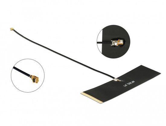 Delock TETRA 430 - 470 MHz Antenna I-PEX Inc., MHF® I plug 0 dBi 1.13 15 cm black self adhesive