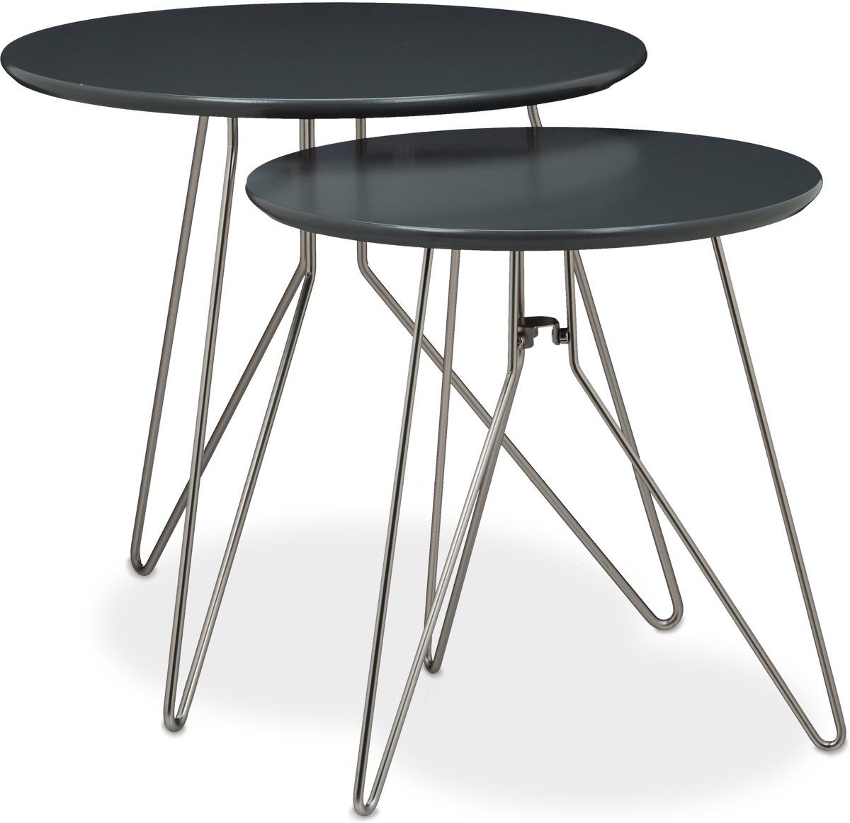 Relaxdays Bijzettafel - Bijzettafeltjes Set van 2 - Salontafel - Metaal Hout