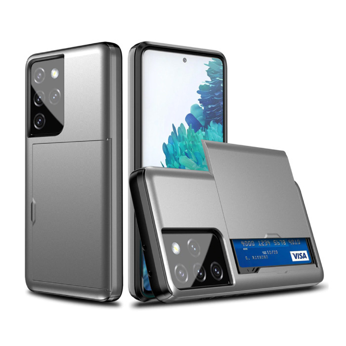 VRSDES VRSDES Samsung Galaxy S21 - Wallet Card Slot Cover Case Hoesje Business Grijs