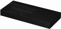 Wastafel INK United Wastafel Porselein Links Zonder Kraangat incl. Porseleinen Click Plug en Verborgen Overloop Systeem - 1000x450x110 mm - Mat Zwart