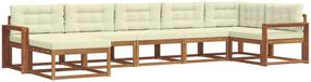 vidaXL - Hoek loungeset - 7 zitplekken - Natuurlijk en crème - Acacia hout