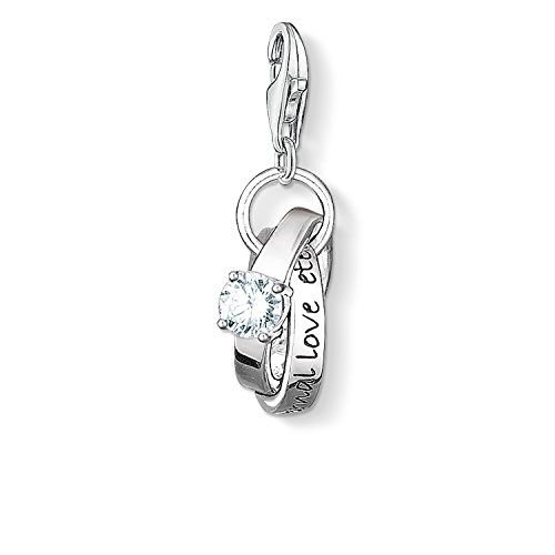 Thomas Sabo Vrouwen-Charm Hanger Trouwringen Charm Club 925 Sterling Zilver zwart Zirconia wit 0673-051-14