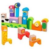 Bouwstenen decor en dieren spel montessori zwart