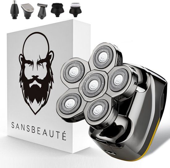 Sansbeauté 6-in-1 Scheerapparaat Mannen – Trimmer - Skull Sharp V2 | 6 HEAD - Nat & Droog - Electric Face Head & Hair Shaver