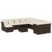vidaXL 11-delige Loungeset met Kussens Poly Rattan Bruin