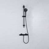 Adema Sparkle 2.0 Doucheset - thermostaatkraan - 70cm glijstang - ronde handdouche - metalen doucheslang - mat zwart