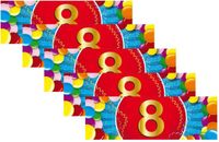 Bellatio Decorations 8 jaar leeftijd sticker - 5x - 19 x 6 cm - 8 jaar verjaardag - jubileum versiering