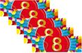 Bellatio Decorations 8 jaar leeftijd sticker - 5x - 19 x 6 cm - 8 jaar verjaardag - jubileum versiering