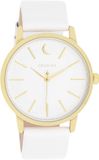OOZOO Timepieces - Goudkleurig dames polshorloge met witte leren band