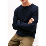Tommy Hilfiger Pull col rond en côtes de pêche Bleu nuit