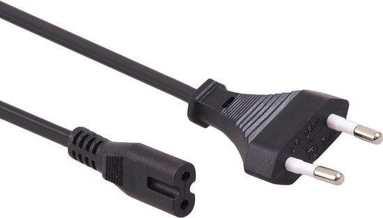 Maclean Stroomkabel Netsnoer EU 2 PIN 1,5 m zwart
