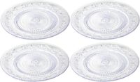 Plasticforte Assiettes de dîner incassables - 4x - plastique - style cristal - transparent - D25 cm