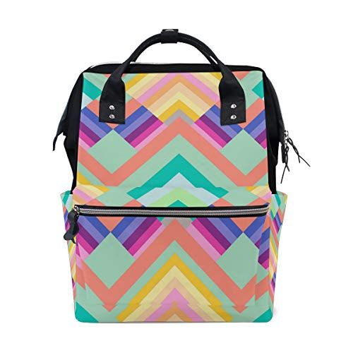 MONTOJ Rainbow Stripes Pattern Canvas Backpack Travel Campus Backpack