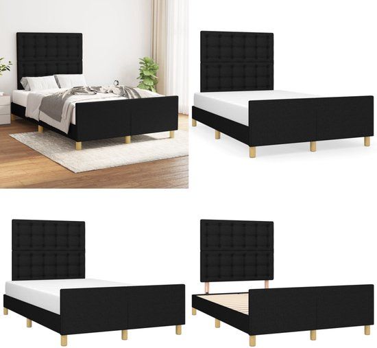 vidaXL Bedframe zonder matras 120x200 cm stof zwart