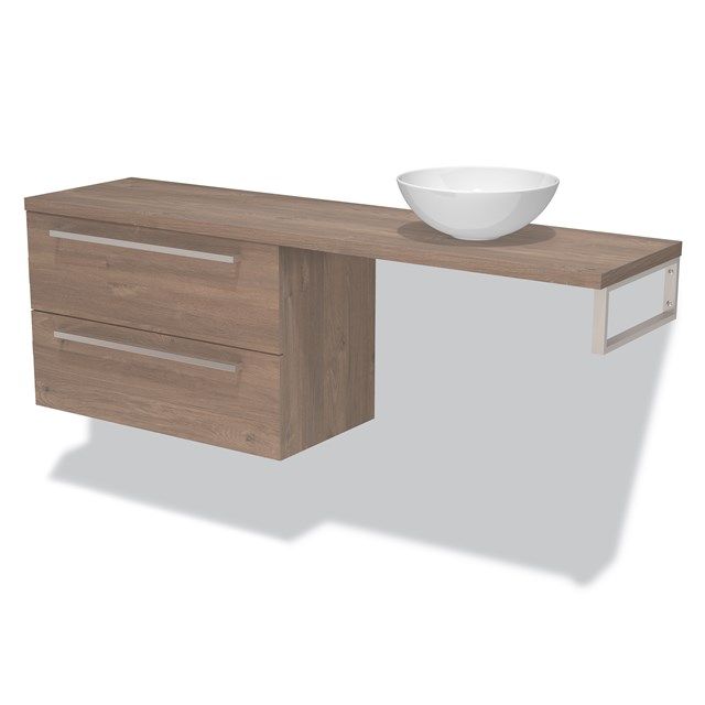 Maxaro Badkamermeubel Modulo Plato 180 cm Middenbruin Eiken 2 Lades