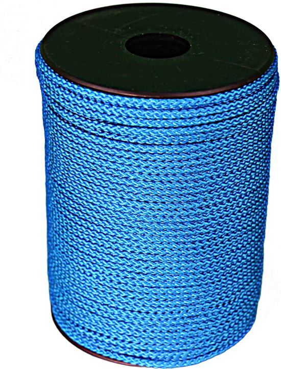 PasschierTerpo Touw Blauw diameter 3mm haspel lengte 100 mtr koord gevlochten touw Touwen haspel