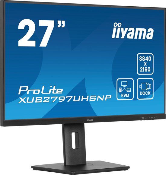 iiyama ProLite XUB2797UHSNP-B1 27 inch 4K IPS Monitor | USB-C Dock | KVM Switch