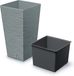 Prosperplast Plantenpot/bloempot Furu Stripes - voor buiten - kunststof - lichtgrijs - vierkant - D26 x H50 cm