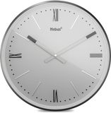 Mebus Wandklok TinyTime met Romeinse cijfers | Wandklok zonder tikkend geluid | Doorsnede 25 cm | klassieke wijzerplaat in grijs | Kast en accenten in antraciet