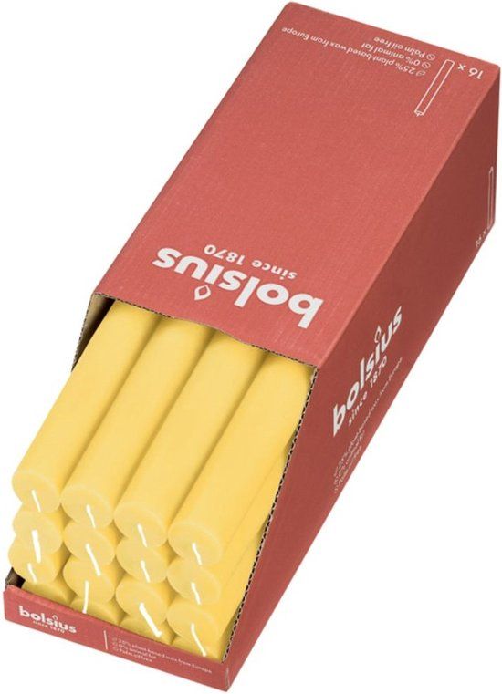 Bolsius Dinerkaarsen Sunny Yellow 27 cm - 16 stuks