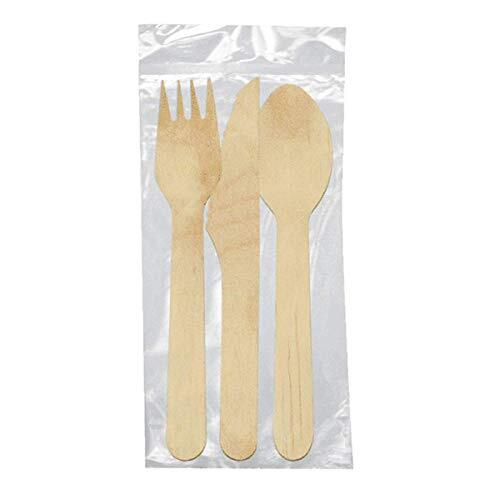 Garciadepou Set - vork, mes, lepel 16 cm natuurlijk hout - 100 oz