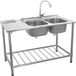 Monster Shop Monster Group BV Spoelbak - RVS - Dubbele Kom - 120x60x79cm - Inclusief Kraan en Afdruiprek