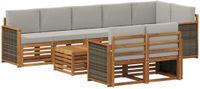 vidaXL - Bank loungeset - Massief acacia hout - Natuurlijk en lichtgrijs - 4 zitplekken