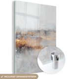 MuchoWow® Glass Painting 90x120 cm - Acrylic Glass Painting - Mist - Gold - Abstract - Photo on Glass - Paintings