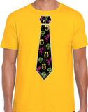 Bellatio Decorations Tropical party shirt heren - stropdas - geel - neon - carnaval - themafeest XXL