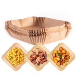 RACHS KOCHWERK Bakpapier voor heteluchtfriteuse, 2-5 liter, bakpapierschaal met anti-aanbaklaag en oliebestendig, flexibele vorm, 200 stuks, 16 x 16 x 4,5 cm