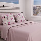 PETTI Artigiani Italiani - Beddengoedset, beddengoed voor tweepersoonsbed, witte bloemen, beddengoed voor tweepersoonsbed, opdruk alleen op kussenslopen, 100% Made in Italy