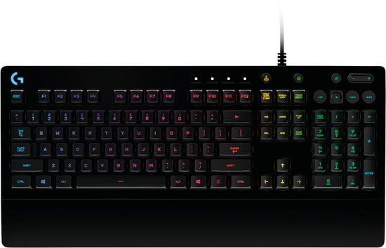 Logitech G213 Prodigy Gaming-toetsenbord, RGB-verlichting, programmeerbare G-toetsen, multi-media-bedieningselementen, geïntegreerde polssteun, spatwaterdicht, Spaanse QWERTY-lay-out - zwart