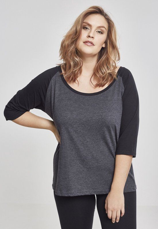 Urban Classics 3/4 Contrast Raglan Tee Dames Shirt met lange mouwen - S