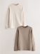 Next - Jongens - 2-pack thermische tops met lange mouwen - Naturel