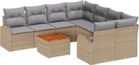 vidaXL Tuinbank - Set - 9 - st - Beige - en - Lichtgrijs - poly - rattan