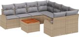 vidaXL Tuinbank - Set - 9 - st - Beige - en - Lichtgrijs - poly - rattan
