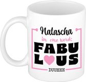Bellatio Decorations Naam mok Natascha - wit - Fabulous - keramiek - 300 ml