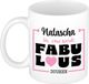 Bellatio Decorations Naam mok Natascha - wit - Fabulous - keramiek - 300 ml