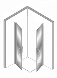 Plieger Panorama draaideur 80cm + draaideur 80cm met vloerprofiel chroom