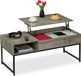 Merkloos Relaxdays Salontafel met opbergruimte - uitklapbaar - 45x110x50 cm - industrieel - grijs