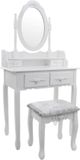 Viking Choice Table de toilette - avec miroir et tabouret - 75x40x147 cm - blanc